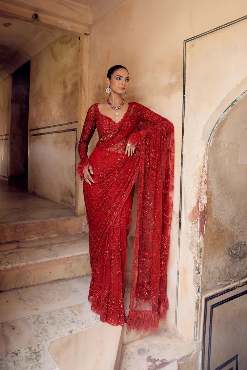 Bollywood Blockbuster Sequins Butterfly Net Saree – Premium Designer Collection