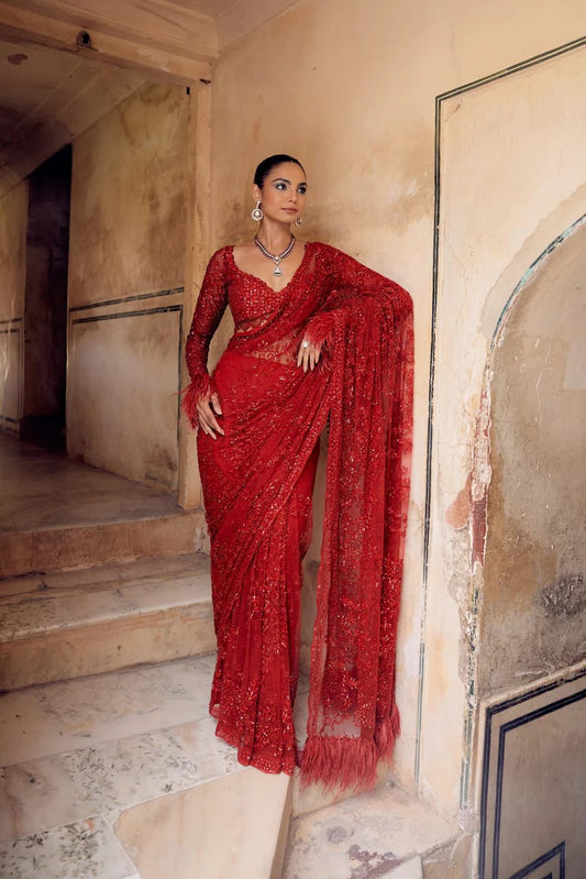 Bollywood Blockbuster Sequins Butterfly Net Saree – Premium Designer Collection