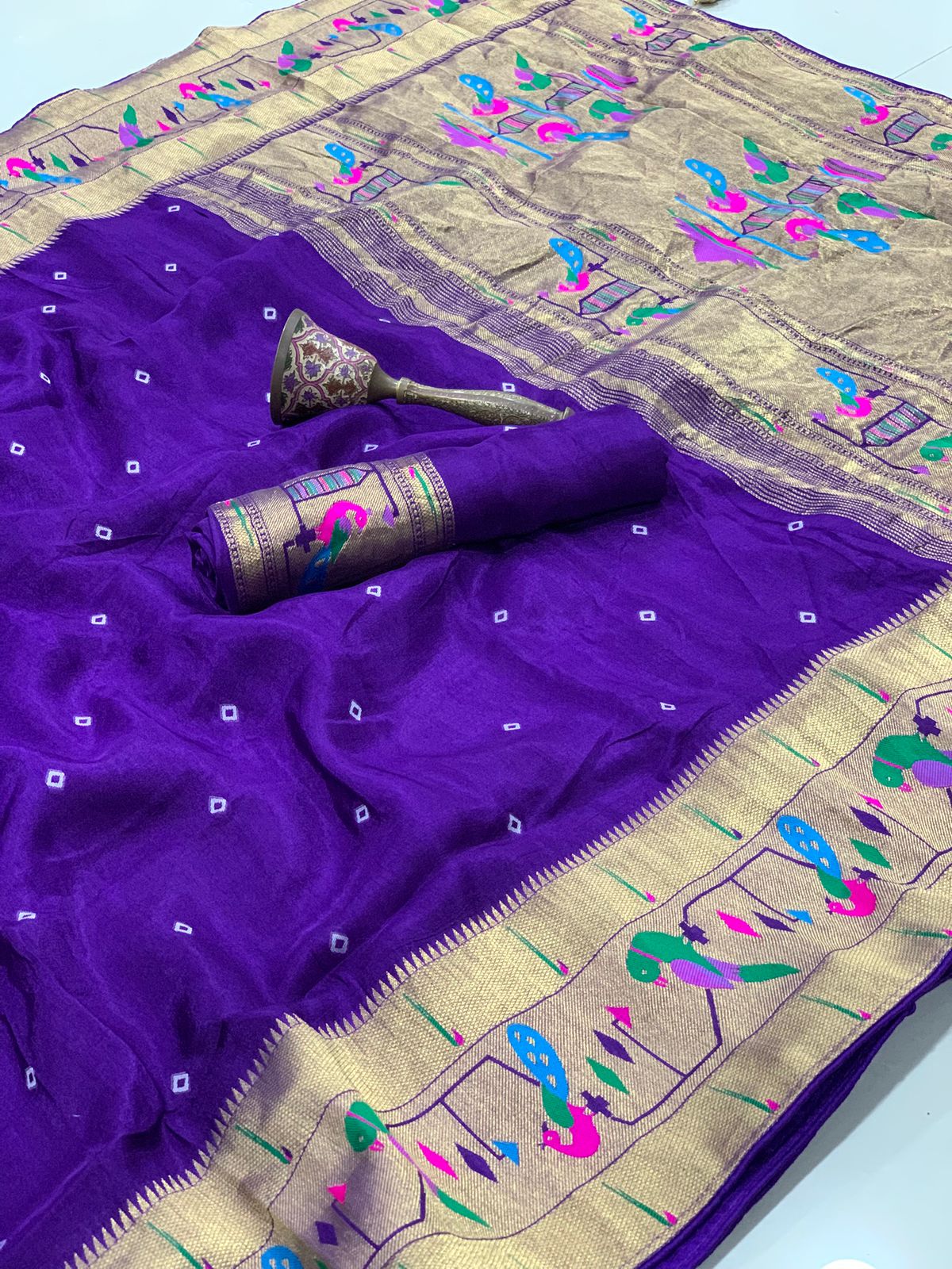 Super Hit Pure Viscose Gajji Silk Bandhej Saree with Pure Zari Weaving Work