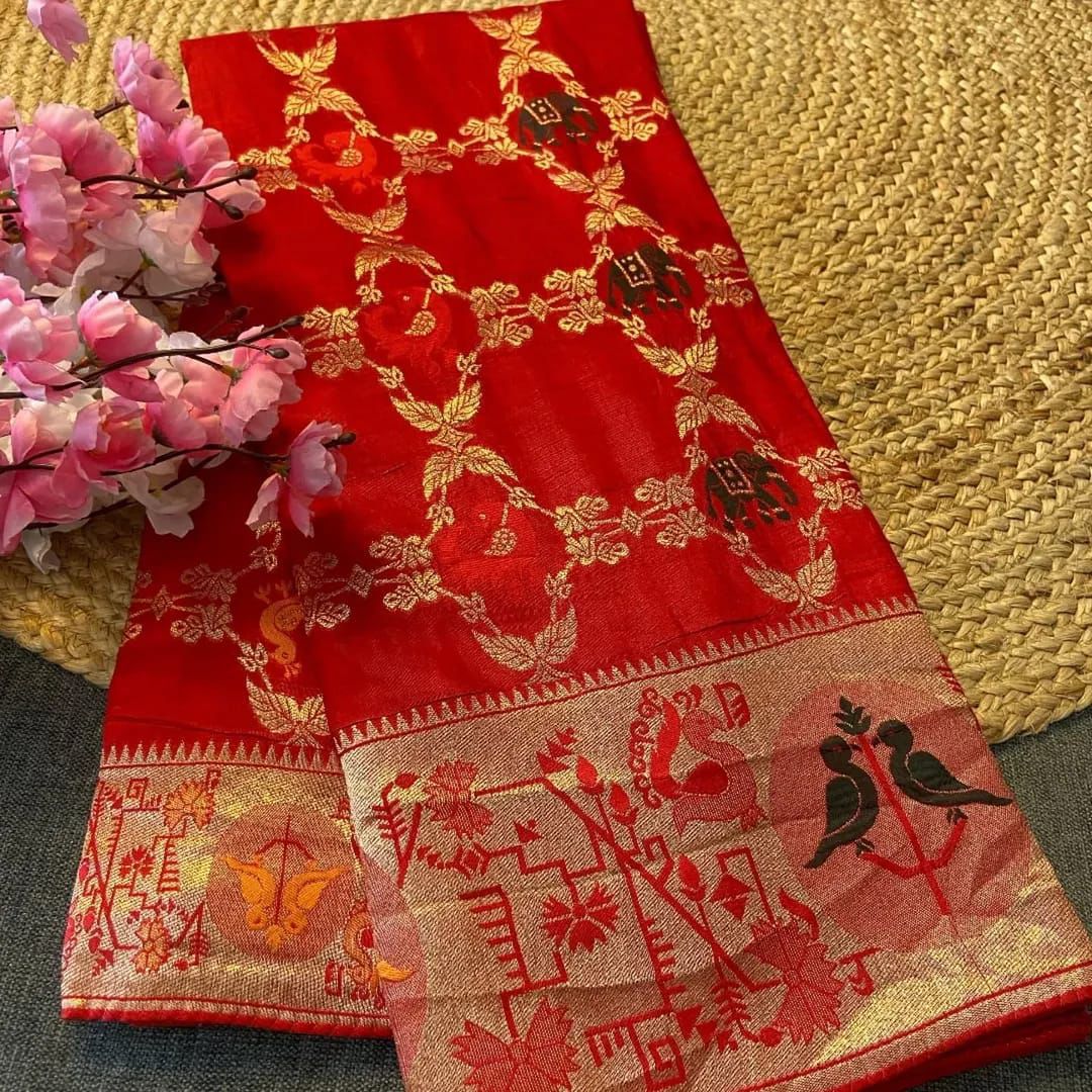 Soft Russian Silk Weaving Saree – Paithani Concept Design with Meenakari & Zari Work