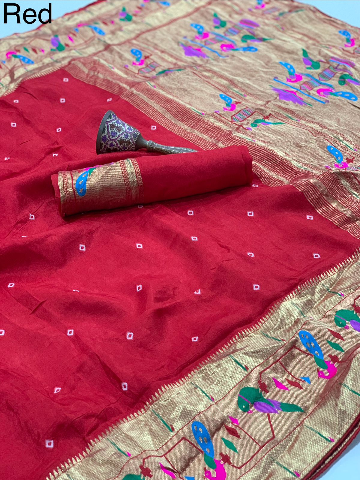 Super Hit Pure Viscose Gajji Silk Bandhej Saree with Pure Zari Weaving Work