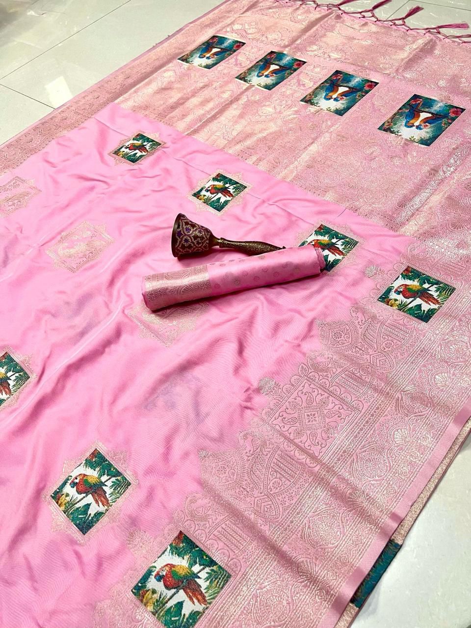 Pure Soft Kanchivaram Pethani Silk Saree with Original Zari Weaving