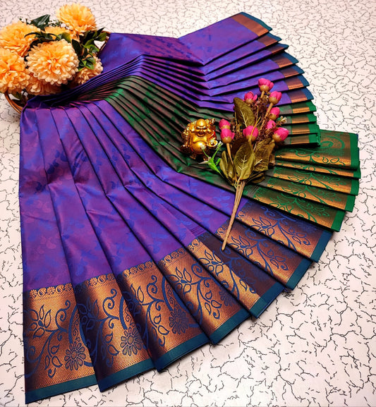 Designer Silk Saree for Women (Copper & Silver Zari Work, 6.25m)