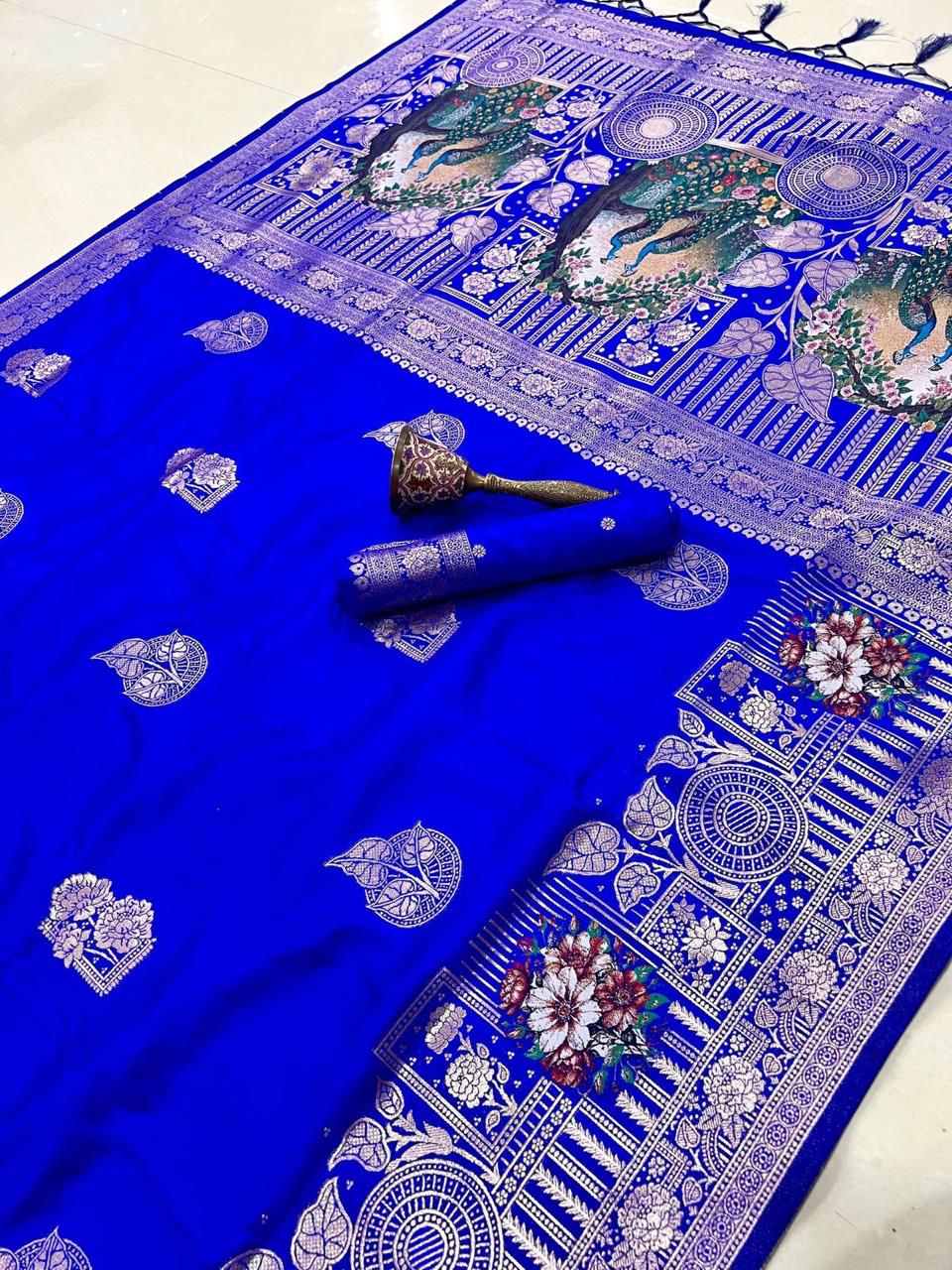 Pure Soft Kanchivaram Pethani Silk Saree with Original Zari Weaving