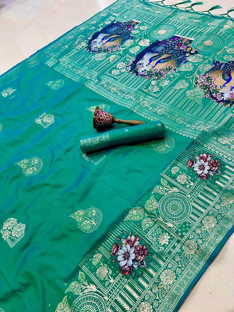 Pure Soft Kanchivaram Pethani Silk Saree with Original Zari Weaving