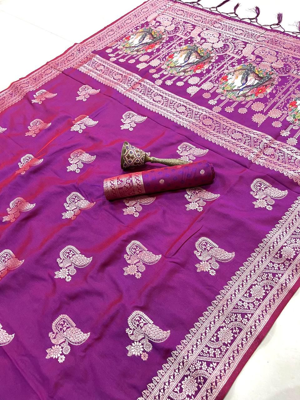 Pure Soft Kanchivaram Pethani Silk Saree with Original Zari Weaving