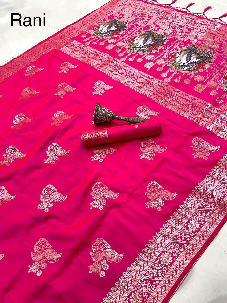 Pure Soft Kanchivaram Pethani Silk Saree with Original Zari Weaving
