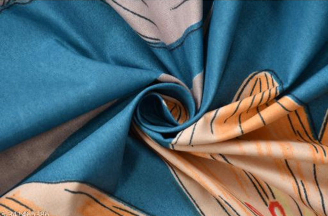 Super Soft Glace Cotton All Round Elastic Fitted Double Bed Bedsheet with 2 Pillow Covers-72x78x8