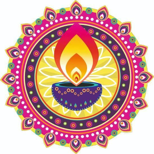 Diwali Rangoli Stickers Blue Diya
