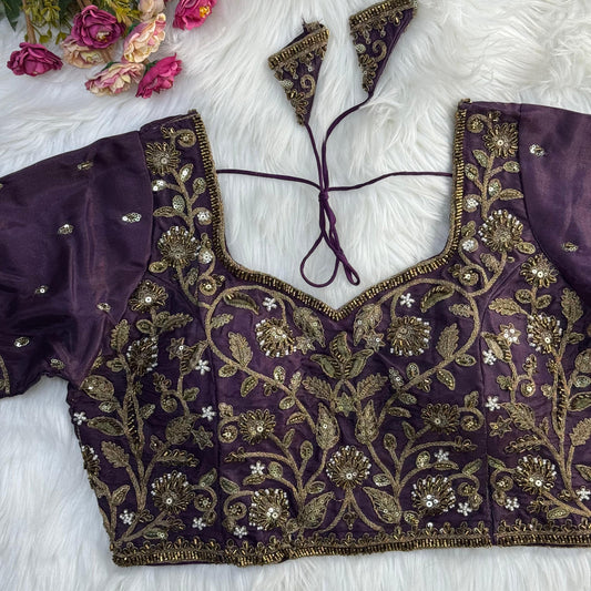 Heavy Embroidered Bridal Blouse with Star and Bead Copper Work