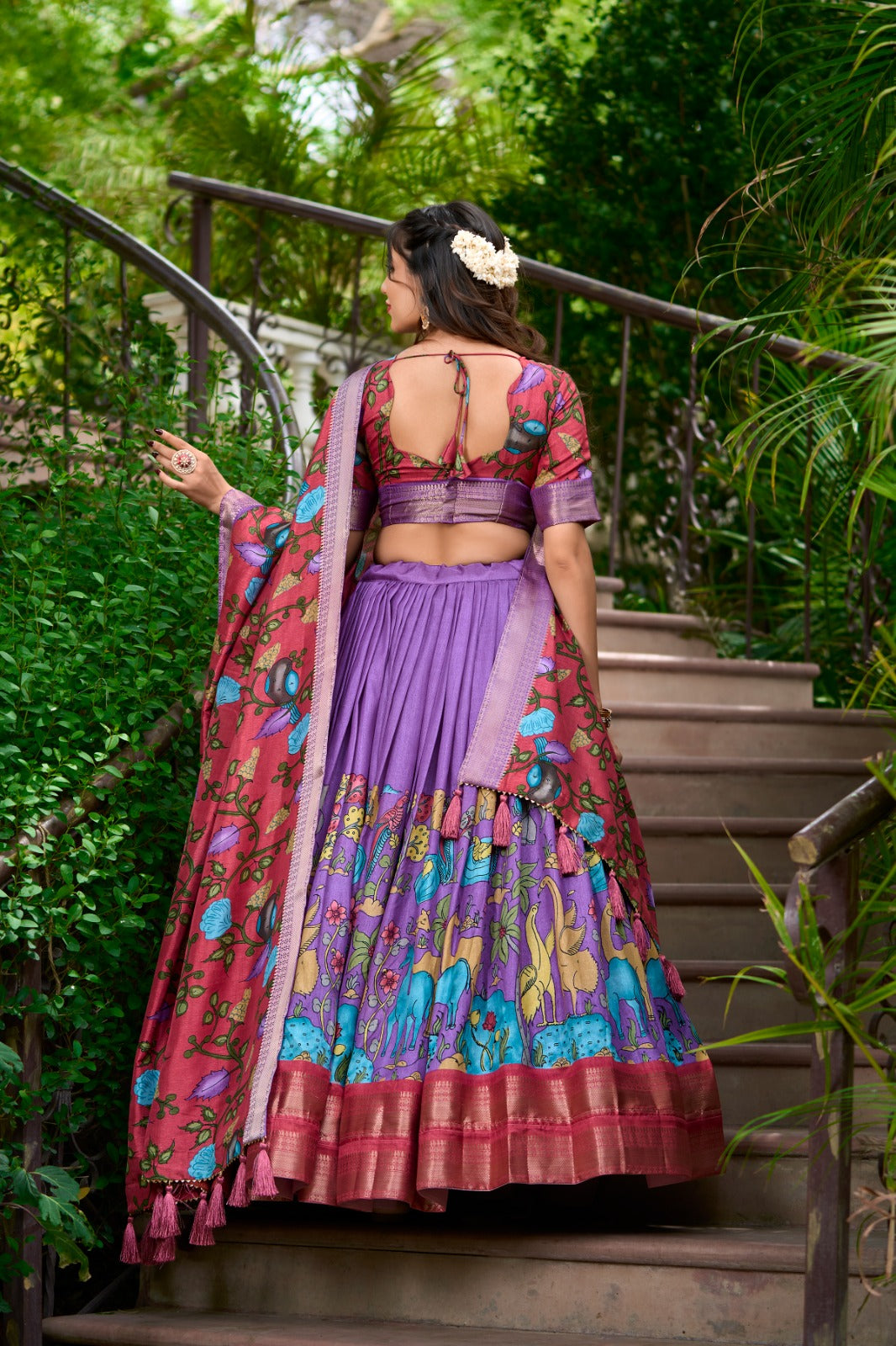 AKANKSHA Kalamkari Dola Silk Lehenga Choli Set