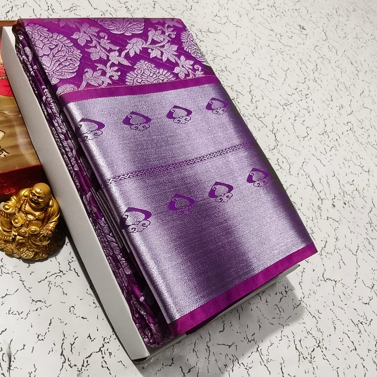 Elite Bridal Pick & Pick Fancy Silk Saree for Women | Samuthrika & Vasthrakala Style Wedding Saree | Rich Contrast Pallu with Running Blouse | Gold, Silver & Copper Zari Woven (Premium Bridal Collection)