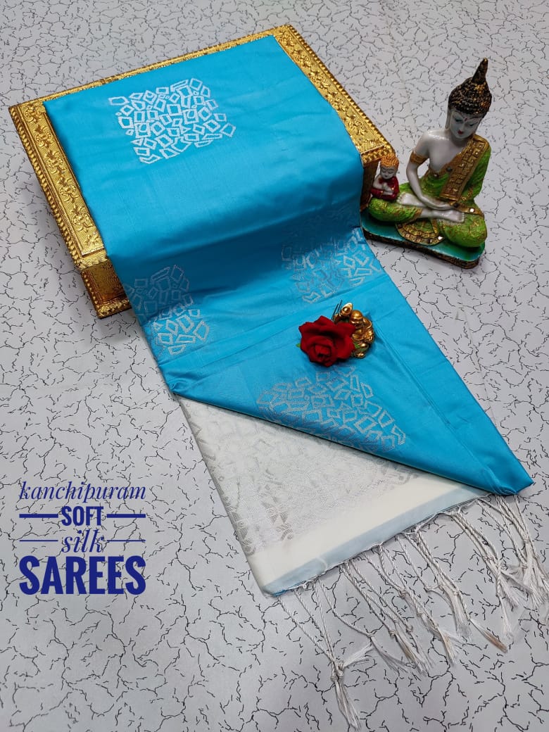 Kanchi Soft Silk Saree for Women | Copper Zari Butta Weaving with Contrast Grand Pallu & Blouse | Premium Lightweight Soft Silk Saree (Elegant Festive & Traditional Wear)