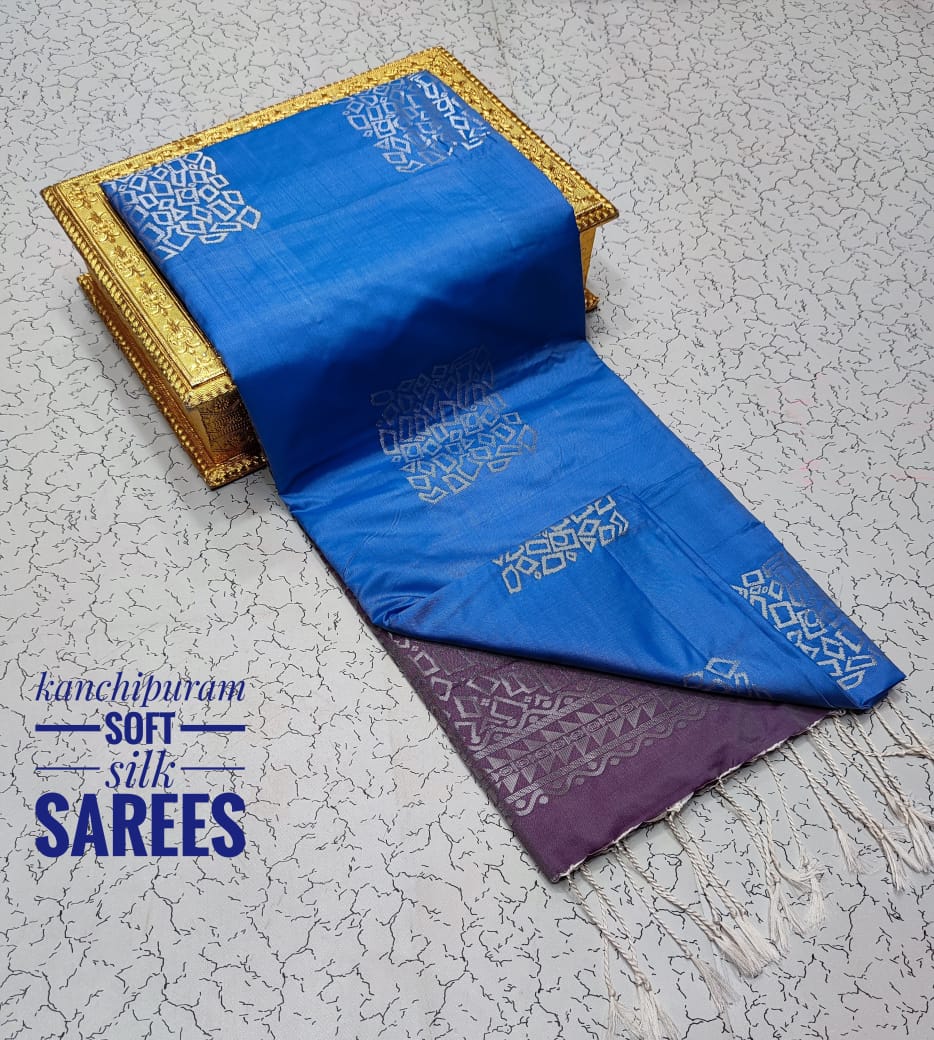 Kanchi Soft Silk Saree for Women | Copper Zari Butta Weaving with Contrast Grand Pallu & Blouse | Premium Lightweight Soft Silk Saree (Elegant Festive & Traditional Wear)