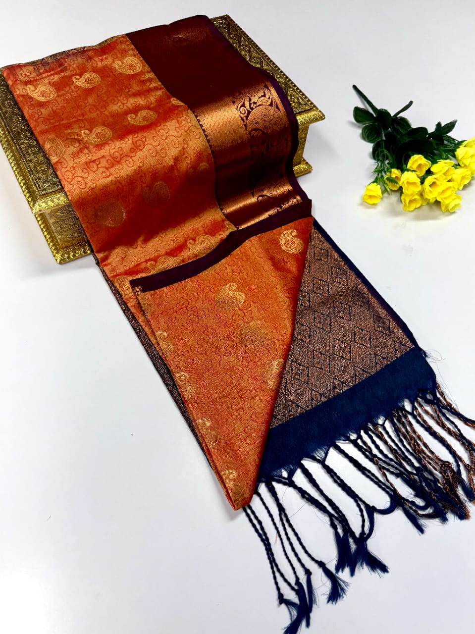 Luxury Border Pure Pattu Soft Silk Saree – 75 Dineyar Yarn Weaving with 2/2 Warp Thana Silk, Butta Work & Rich Contrast Pallu
