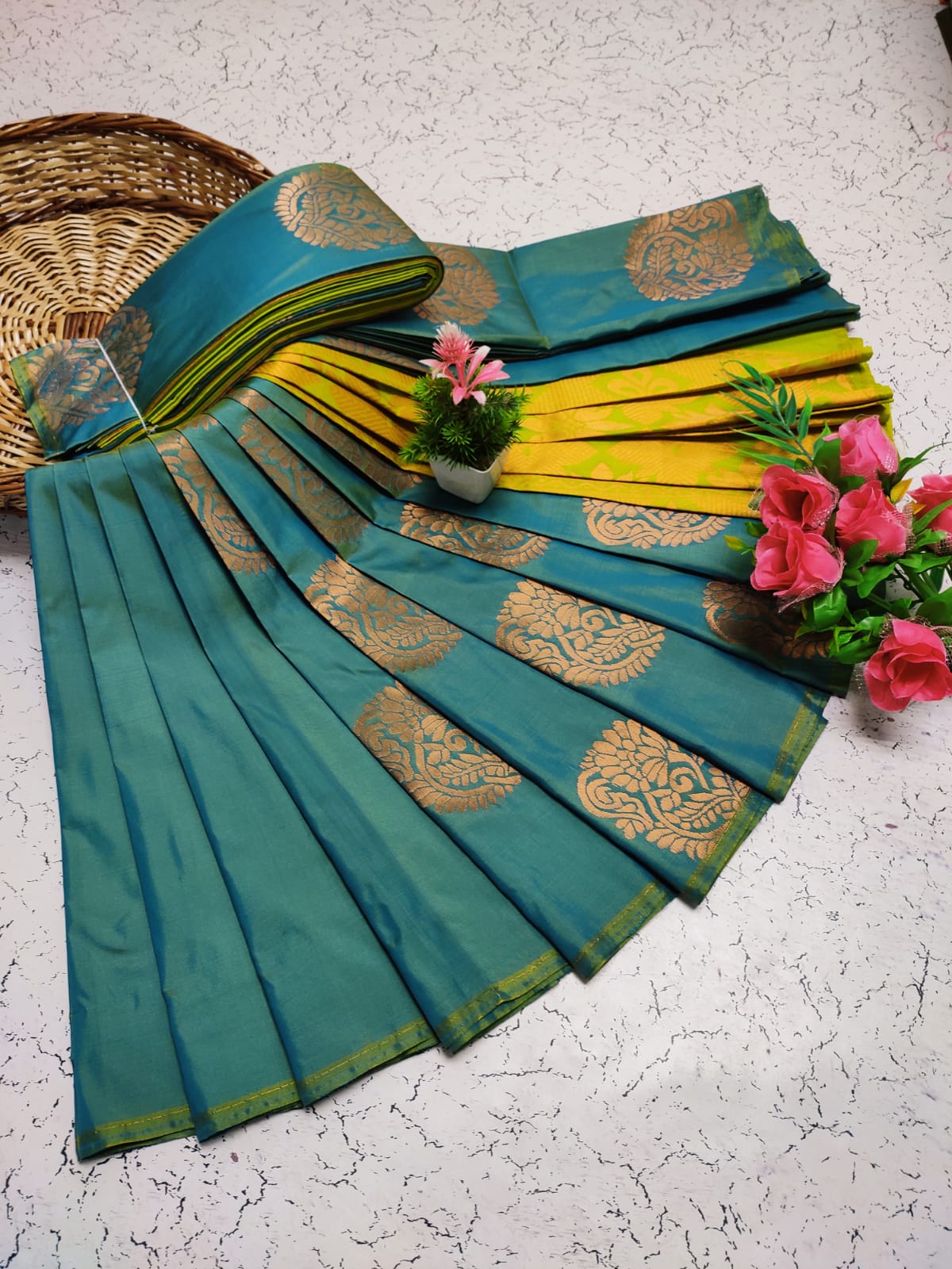Premium Salem Elampillai Soft Silk Saree with Big Putta Work, Rich Pallu & Blouse – Lightweight