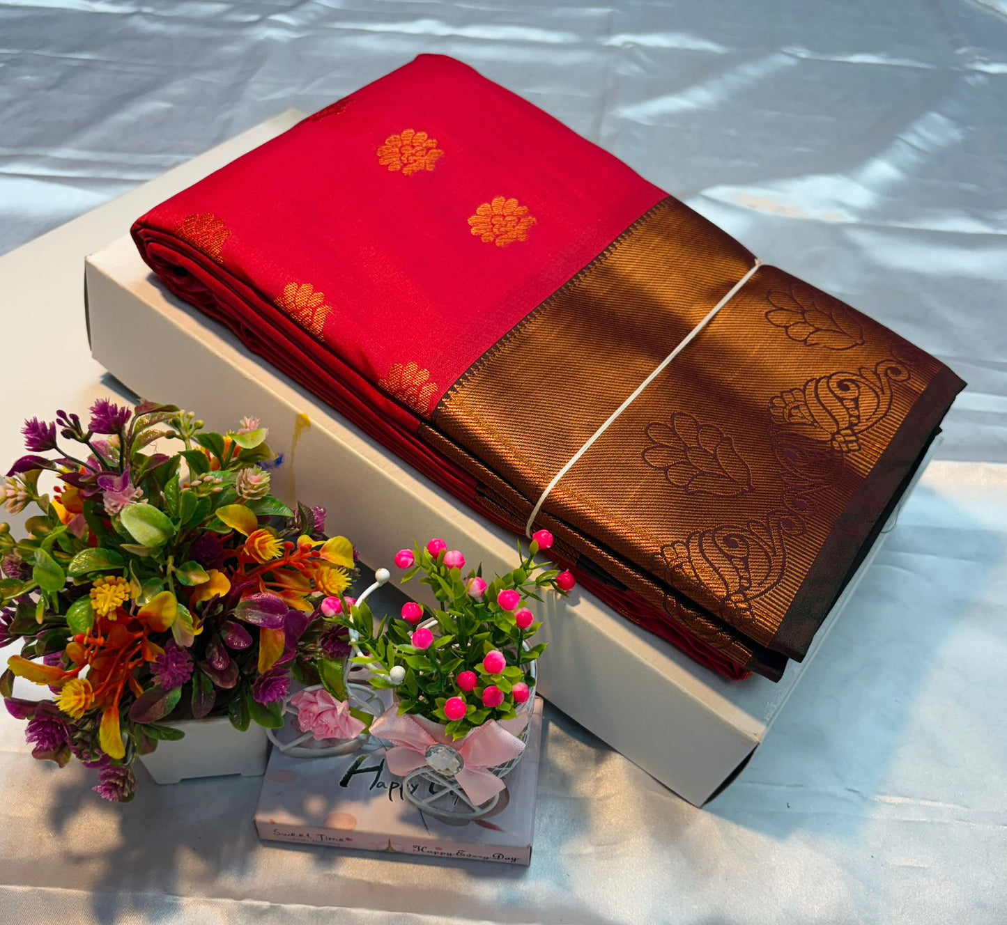 Luxury Border Pure Silky Soft Saree – 75 Dineyar Yarn Weaving with Double Warp Thana Silk, All-Over Butta Work & Rich Pallu