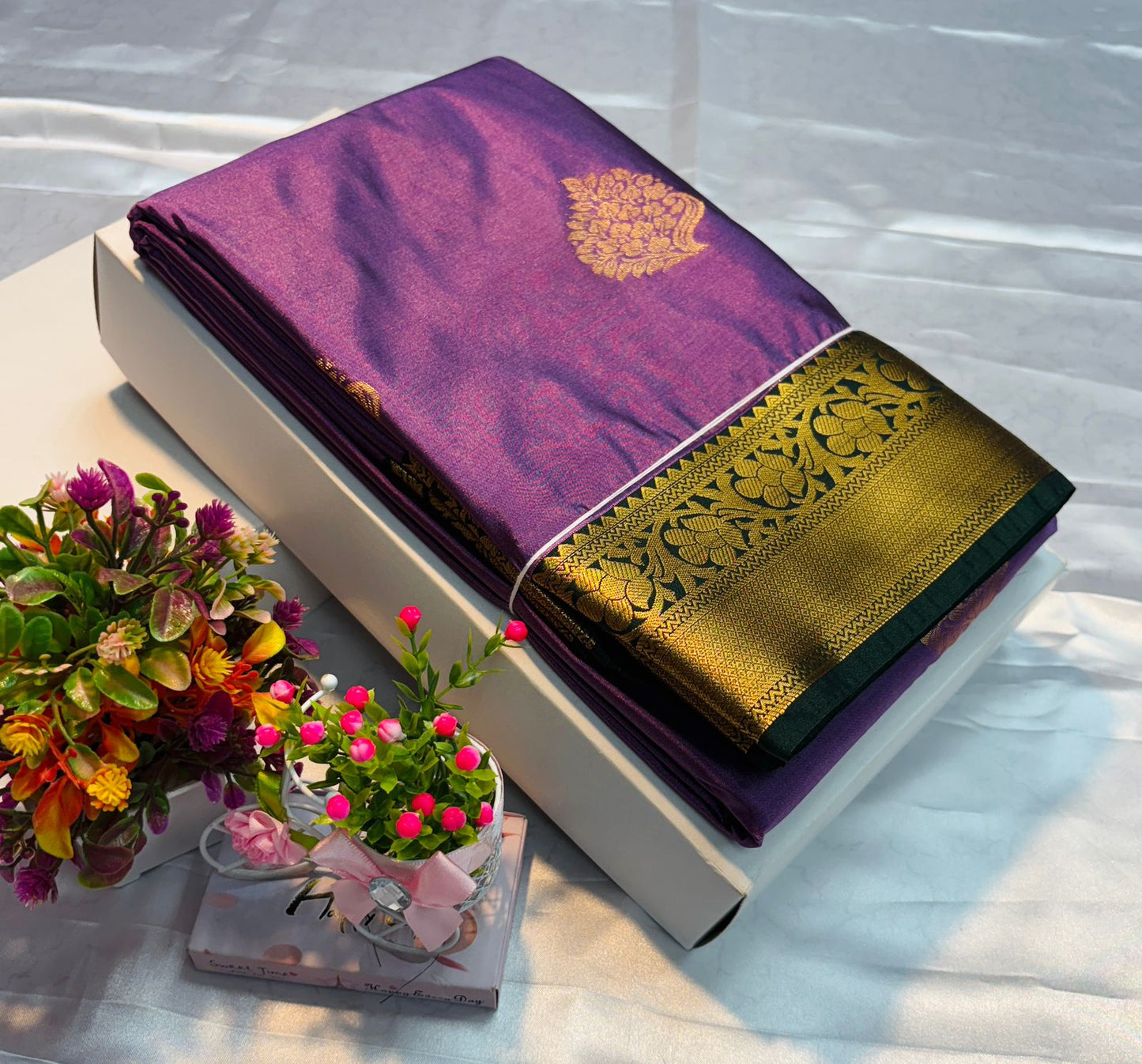 Luxury Border Pure Silky Soft Saree – 75 Dineyar Yarn Weaving with Double Warp Thana Silk, All-Over Butta Work & Rich Pallu