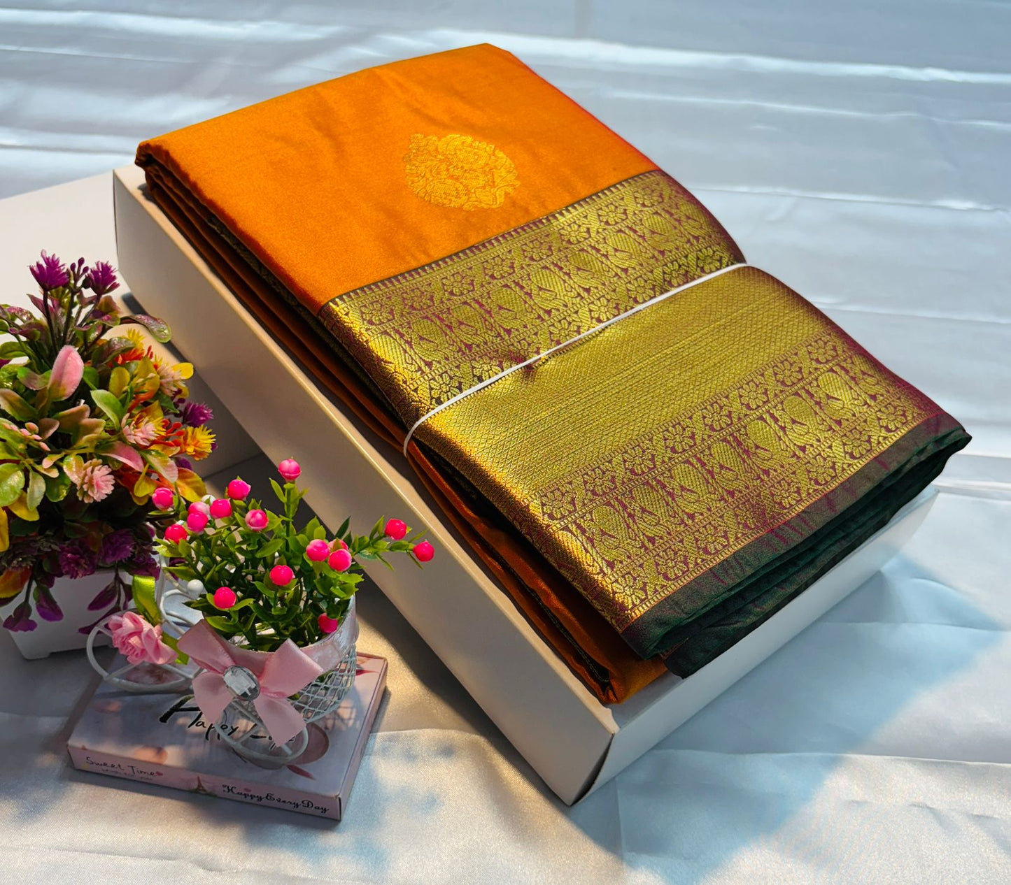 Luxury Border Pure Silky Soft Saree – 75 Dineyar Yarn Weaving with Double Warp Thana Silk, All-Over Butta Work & Rich Pallu