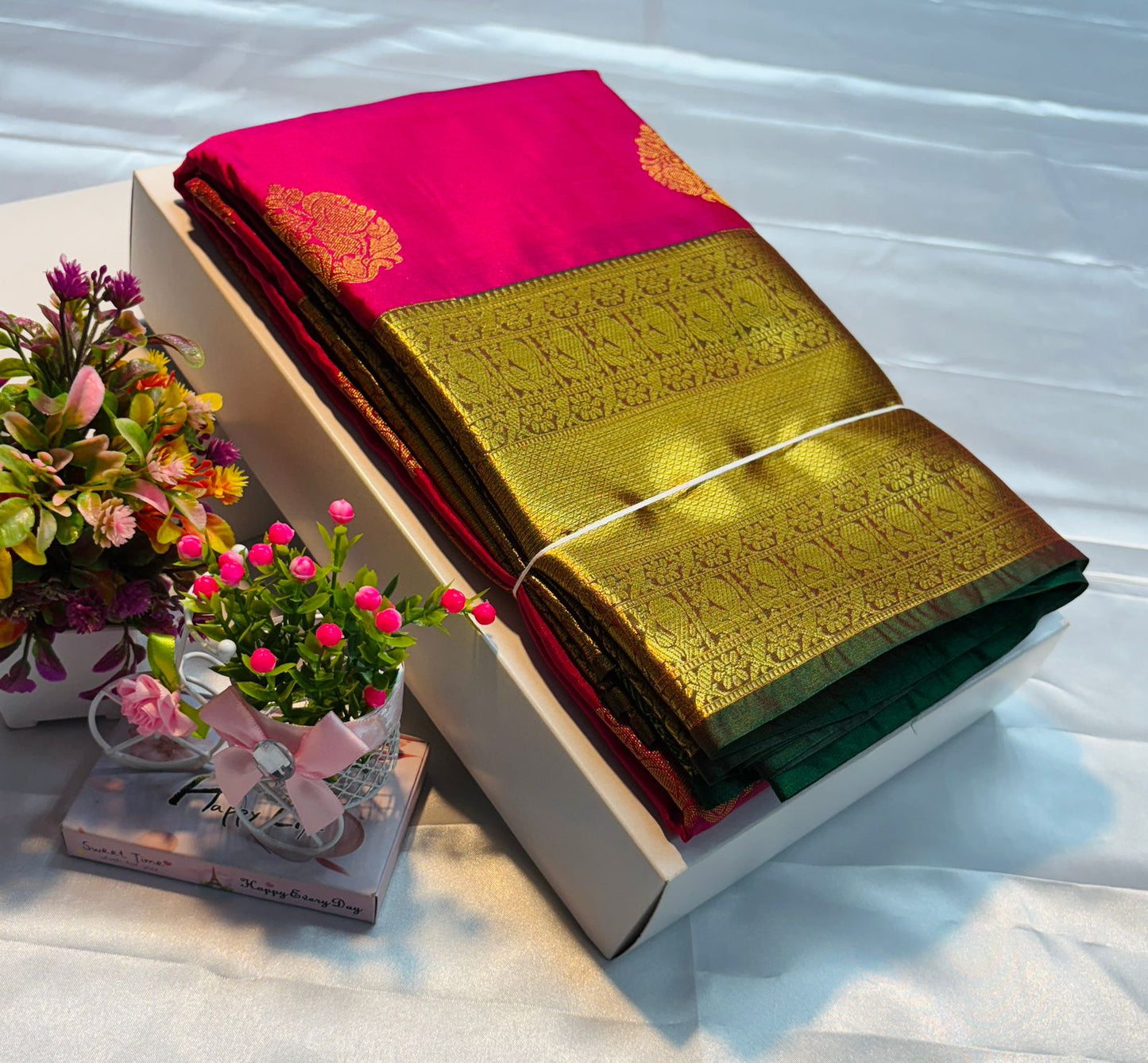 Luxury Border Pure Silky Soft Saree – 75 Dineyar Yarn Weaving with Double Warp Thana Silk, All-Over Butta Work & Rich Pallu