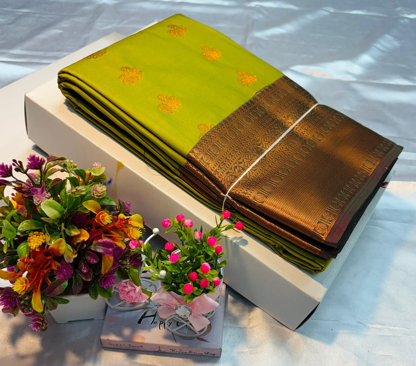 Luxury Border Pure Silky Soft Saree – 75 Dineyar Yarn Weaving with Double Warp Thana Silk, All-Over Butta Work & Rich Pallu