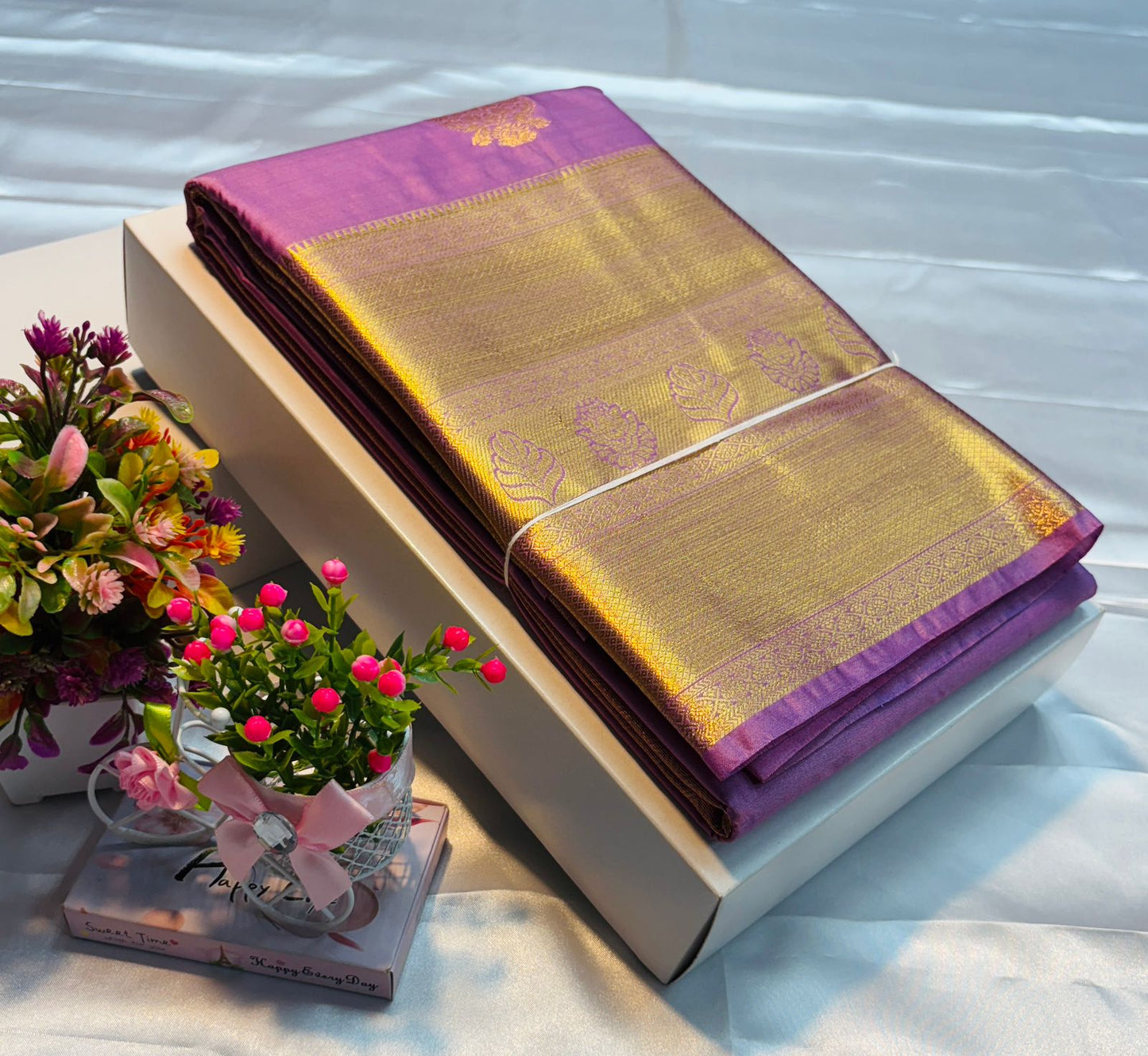 Luxury Border Pure Silky Soft Saree – 75 Dineyar Yarn Weaving with Double Warp Thana Silk, All-Over Butta Work & Rich Pallu