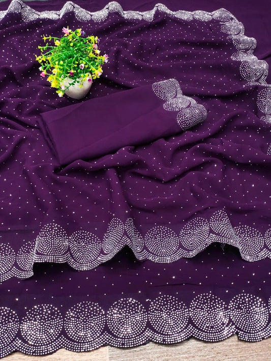 Georgette Embellished Saree for Women (Multicolor, 6.3 m)