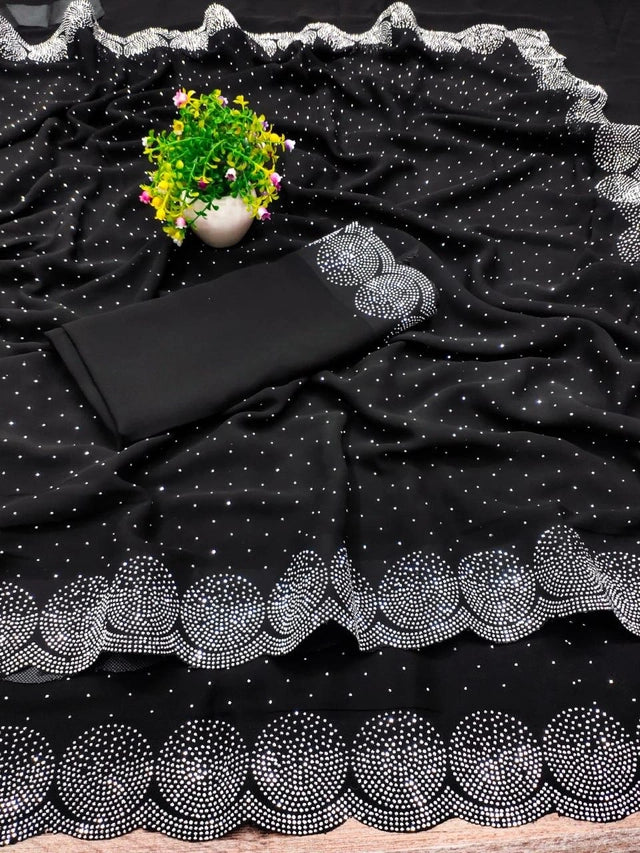 Georgette Embellished Saree for Women (Multicolor, 6.3 m)