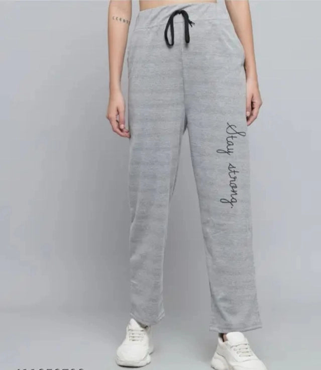 Cotton Blend Straight Fit Trouser for Women (Grey, M)