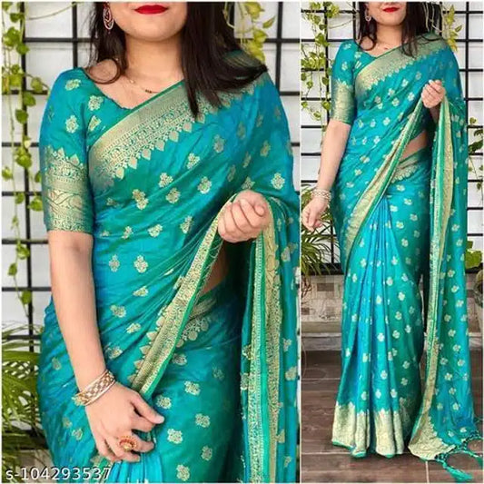 Banarasi Silk Saree With Blouse For Women (Multicolor, 6.3M)