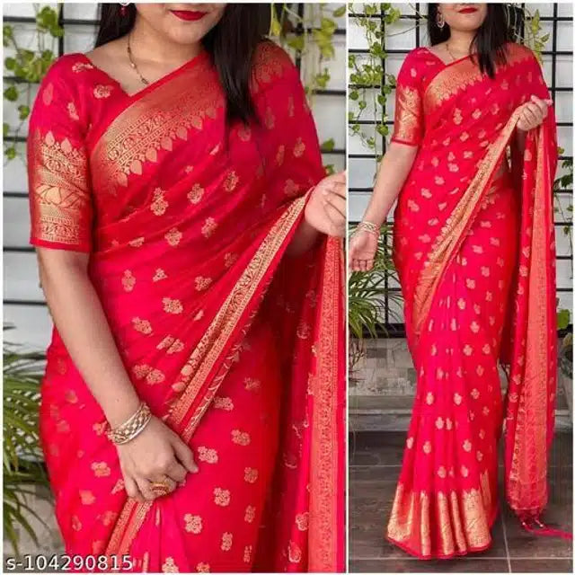 Jacquard Saree For Women (Multicolor, 6.3m)
