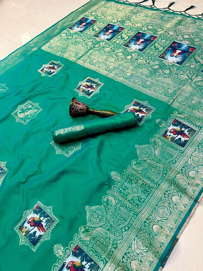 Pure Soft Kanchivaram Pethani Silk Saree with Original Zari Weaving