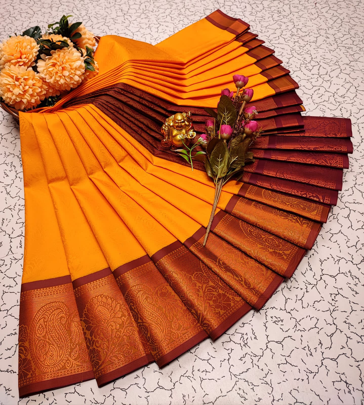 Designer Silk Saree for Women (Copper & Silver Zari Work, 6.25m)