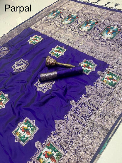 Pure Soft Kanchivaram Pethani Silk Saree with Original Zari Weaving