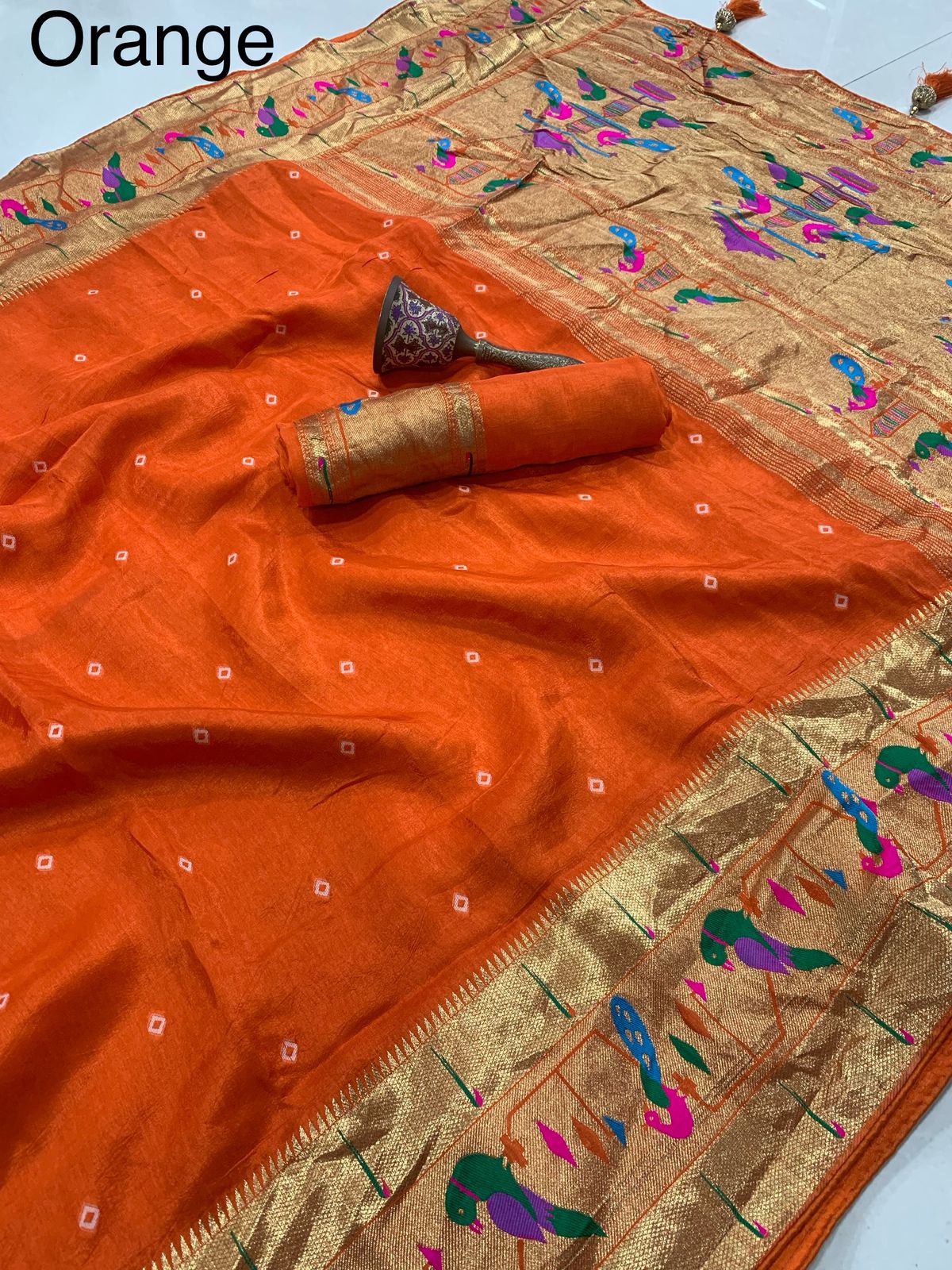 Super Hit Pure Viscose Gajji Silk Bandhej Saree with Pure Zari Weaving Work