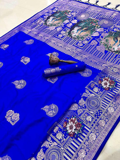Pure Soft Kanchivaram Pethani Silk Saree with Original Zari Weaving