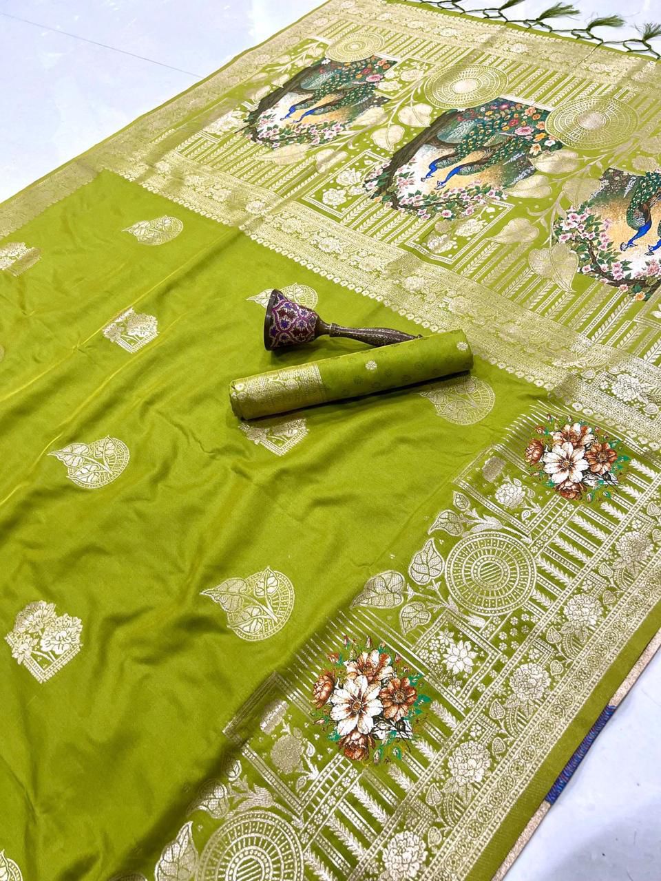 Pure Soft Kanchivaram Pethani Silk Saree with Original Zari Weaving