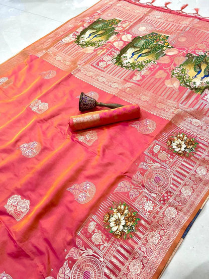 Pure Soft Kanchivaram Pethani Silk Saree with Original Zari Weaving