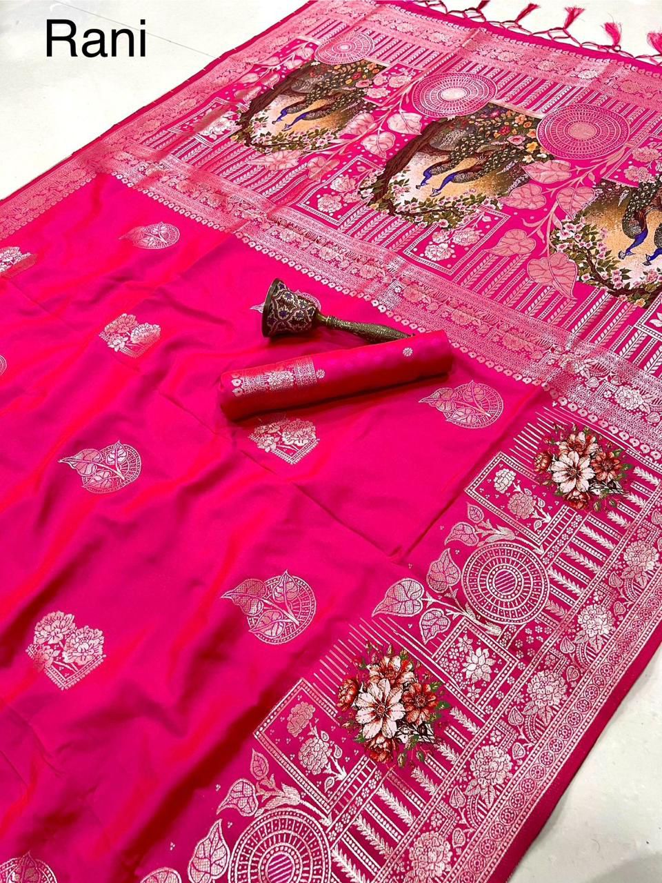 Pure Soft Kanchivaram Pethani Silk Saree with Original Zari Weaving