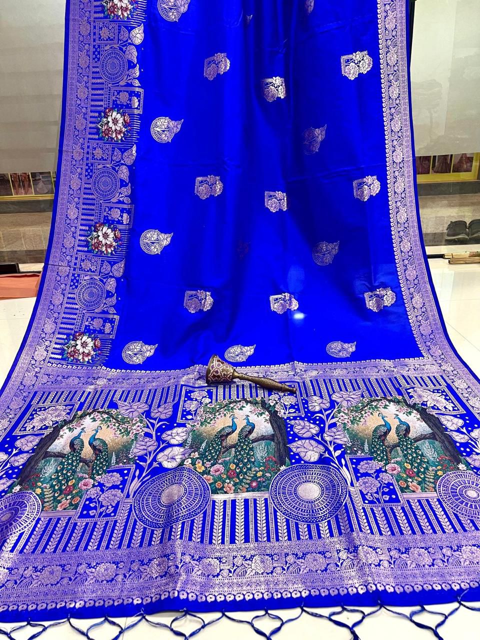 Pure Soft Kanchivaram Pethani Silk Saree with Original Zari Weaving