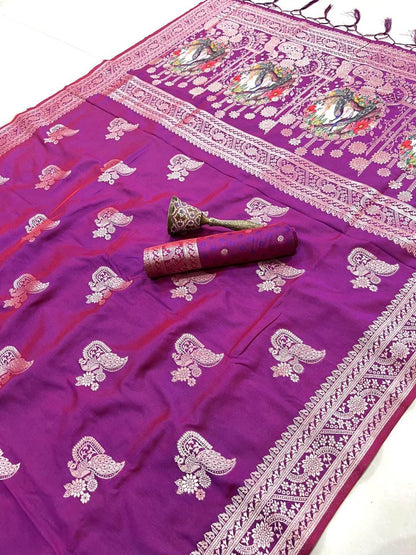 Pure Soft Kanchivaram Pethani Silk Saree with Original Zari Weaving