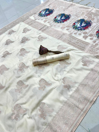 Pure Soft Kanchivaram Pethani Silk Saree with Original Zari Weaving