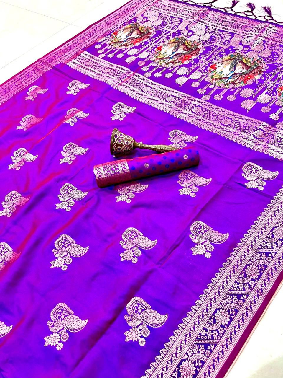 Pure Soft Kanchivaram Pethani Silk Saree with Original Zari Weaving