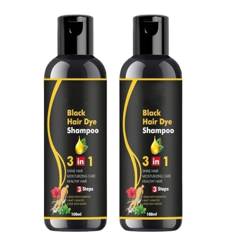 Herbal 3 In 1 Hair Dye Instant Black Hair Shampoo Pack of 2