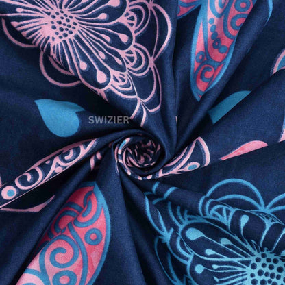 Super Soft Glace Cotton All Round Elastic Fitted Double Bed Bedsheet with 2 Pillow Covers-72x78x8