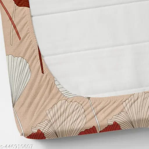 Super Soft Glace Cotton All Round Elastic Fitted Double Bed Bedsheet with 2 Pillow Covers-72x78x8