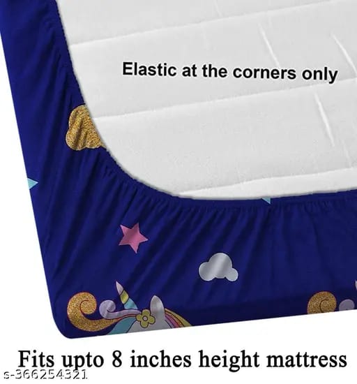 Super Soft Glace Cotton All Round Elastic Fitted Double Bed Bedsheet with 2 Pillow Covers-72x78x8