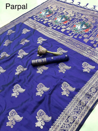 Pure Soft Kanchivaram Pethani Silk Saree with Original Zari Weaving
