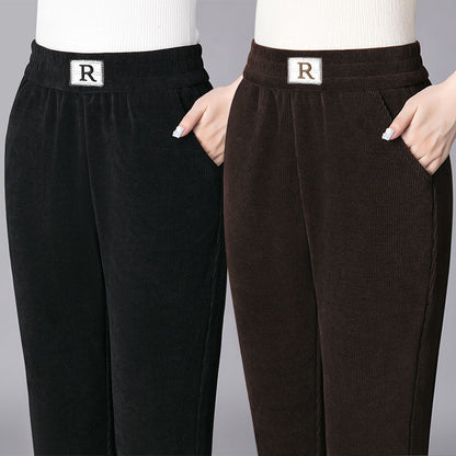Chenille Harlan Pants Women's Winter Fleece Thickened Mom Pants