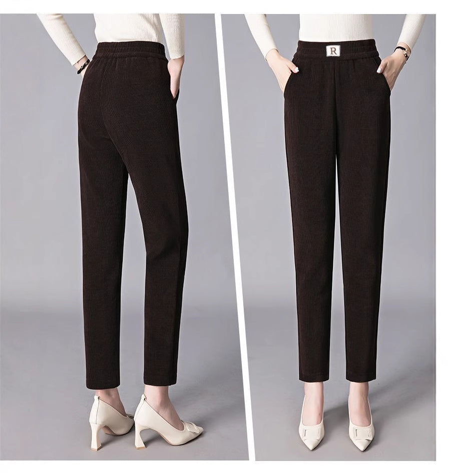 Chenille Harlan Pants Women's Winter Fleece Thickened Mom Pants